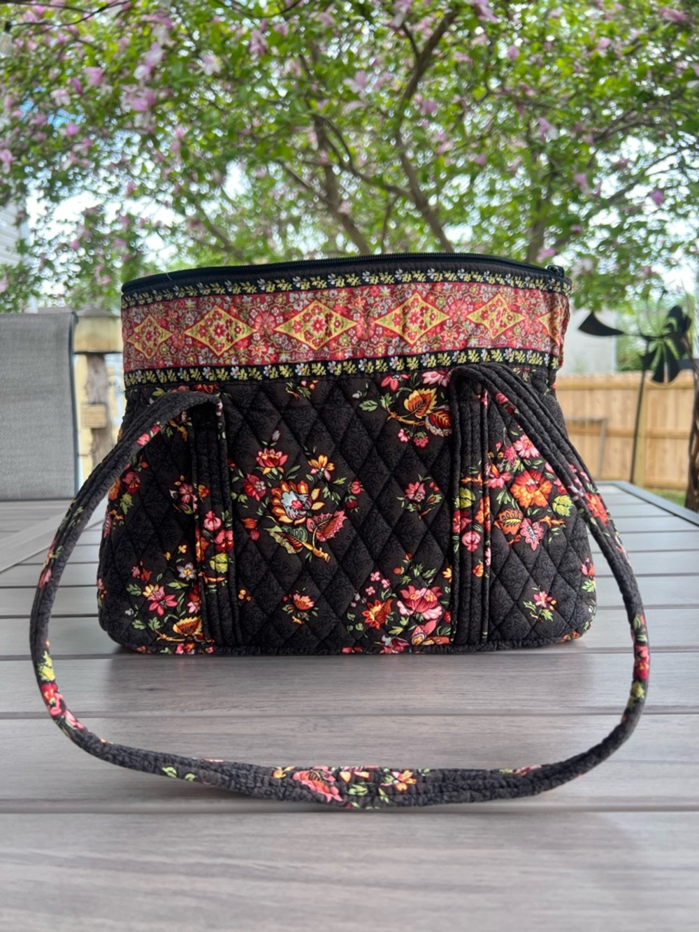 VERA BRADLEY Chocolat 2003 Little Betsy Floral 2 Handles Y2K
